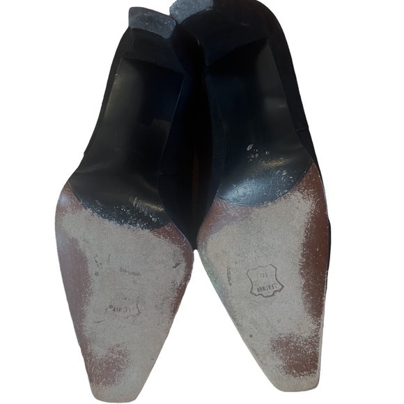 Stuart Weitzman Square Toe Black Suede Block Heel - Picture 6 of 7